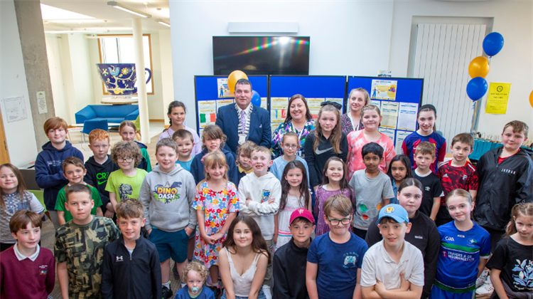 Arklow MD and Library presents winners of the European Elections Competition with their prizes